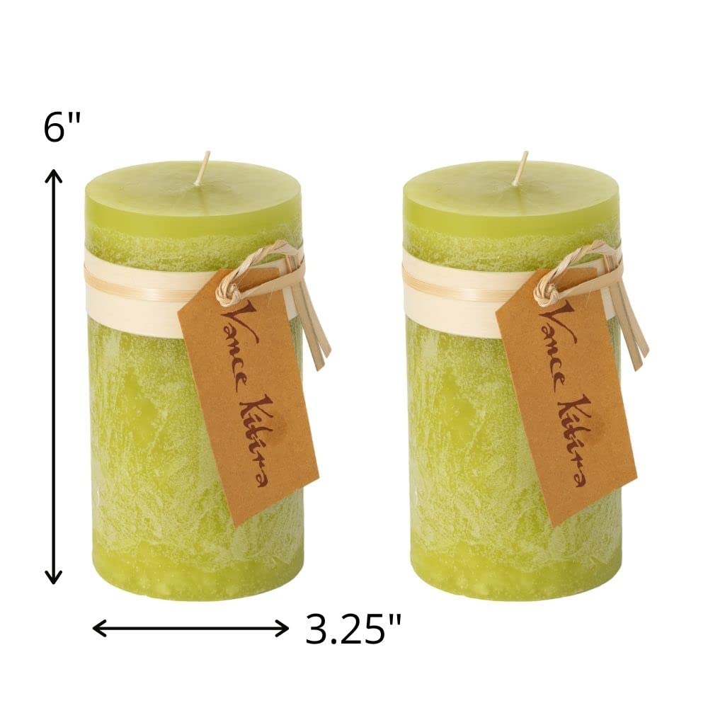 Sullivans Vance Kitira Pillar Candles Set of 2, 6-Inch Off-White Candle Sets, Clean-Burning, Environmental-Friendly, Unscented, Hand-Poured Wax Candles, Home Décor (CT246MWKIT)