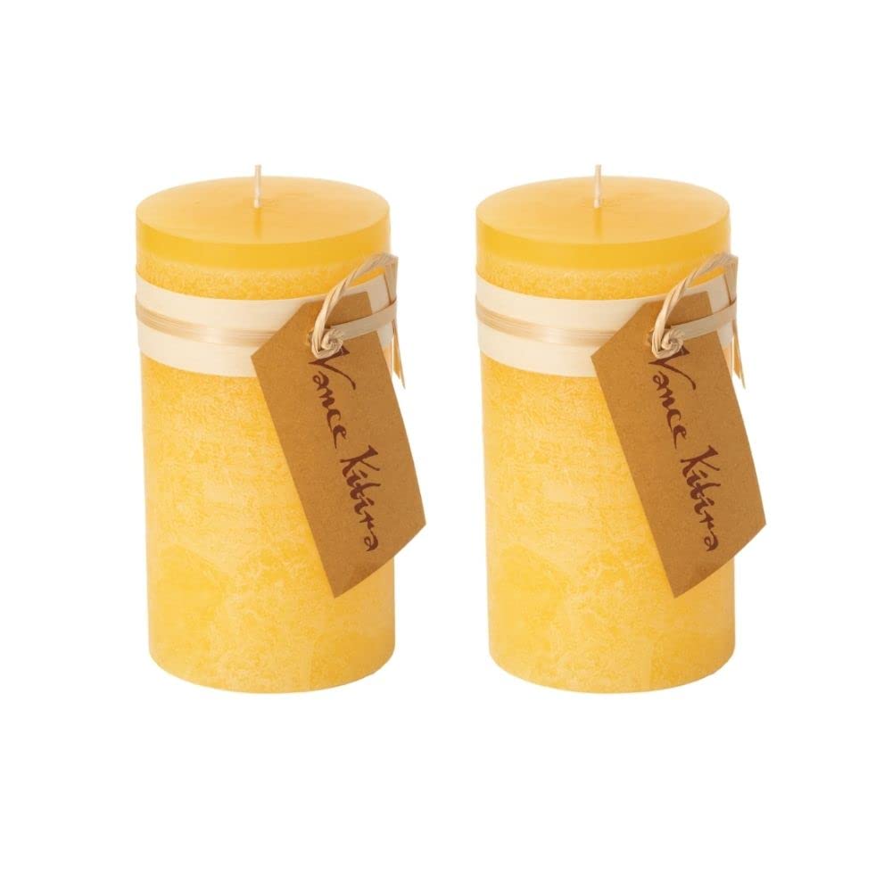 Sullivans Vance Kitira Pillar Candles Set of 2, 6-Inch Off-White Candle Sets, Clean-Burning, Environmental-Friendly, Unscented, Hand-Poured Wax Candles, Home Décor (CT246MWKIT)