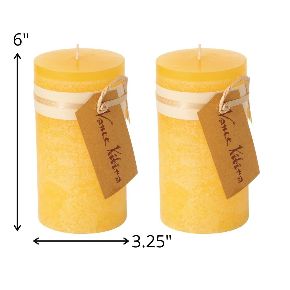 Sullivans Vance Kitira Pillar Candles Set of 2, 6-Inch Off-White Candle Sets, Clean-Burning, Environmental-Friendly, Unscented, Hand-Poured Wax Candles, Home Décor (CT246MWKIT)