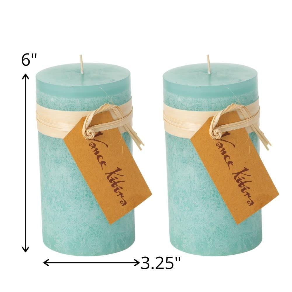 Sullivans Vance Kitira Pillar Candles Set of 2, 6-Inch Off-White Candle Sets, Clean-Burning, Environmental-Friendly, Unscented, Hand-Poured Wax Candles, Home Décor (CT246MWKIT)