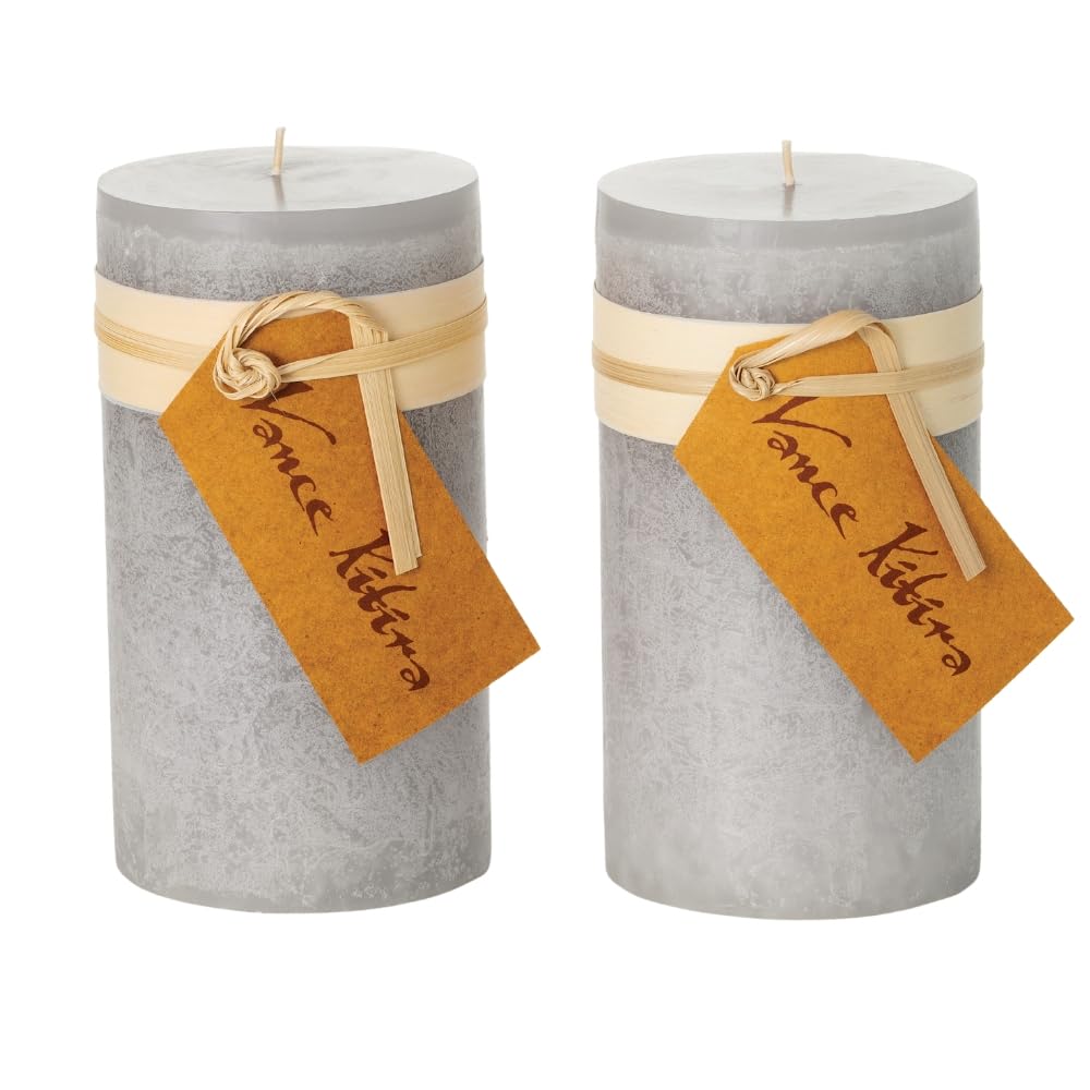 Sullivans Vance Kitira Pillar Candles Set of 2, 6-Inch Off-White Candle Sets, Clean-Burning, Environmental-Friendly, Unscented, Hand-Poured Wax Candles, Home Décor (CT246MWKIT)