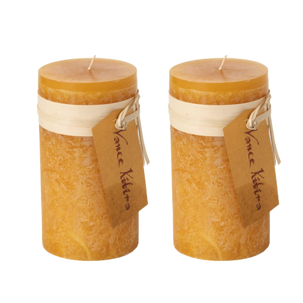 Sullivans Vance Kitira Pillar Candles Set of 2, 6-Inch Off-White Candle Sets, Clean-Burning, Environmental-Friendly, Unscented, Hand-Poured Wax Candles, Home Décor (CT246MWKIT)