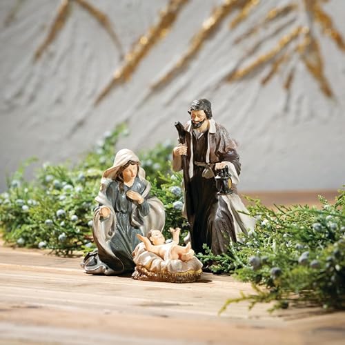 Sullivans Holy Family Nativity Set of 3, Mother Mary, Baby Jesus, Joseph, Hand Painted Nativity Sets for Christmas, Tabletop Desk Display Christmas Décor