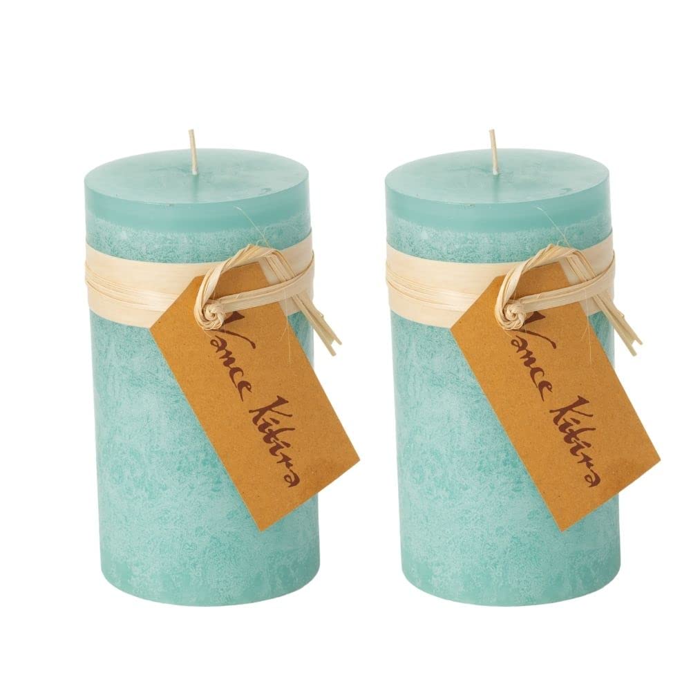 Sullivans Vance Kitira Pillar Candles Set of 2, 6-Inch Off-White Candle Sets, Clean-Burning, Environmental-Friendly, Unscented, Hand-Poured Wax Candles, Home Décor (CT246MWKIT)