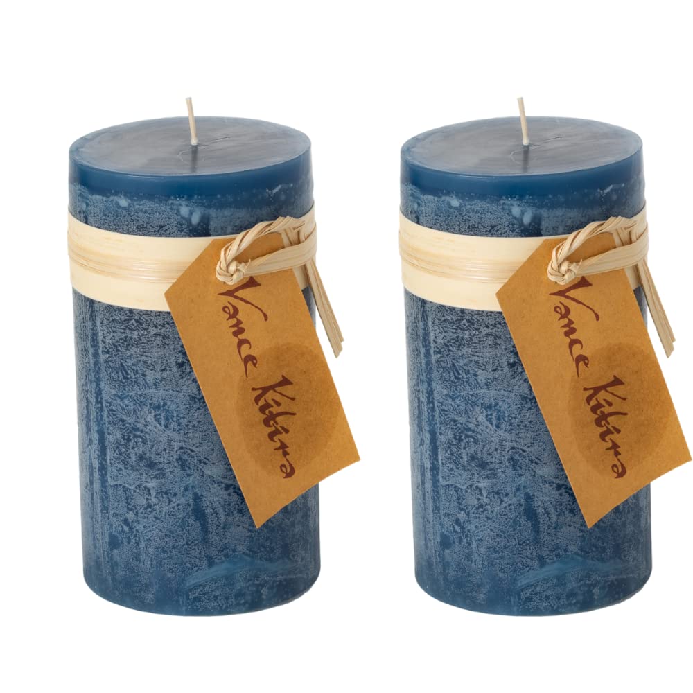 Sullivans Vance Kitira Pillar Candles Set of 2, 6-Inch Off-White Candle Sets, Clean-Burning, Environmental-Friendly, Unscented, Hand-Poured Wax Candles, Home Décor (CT246MWKIT)