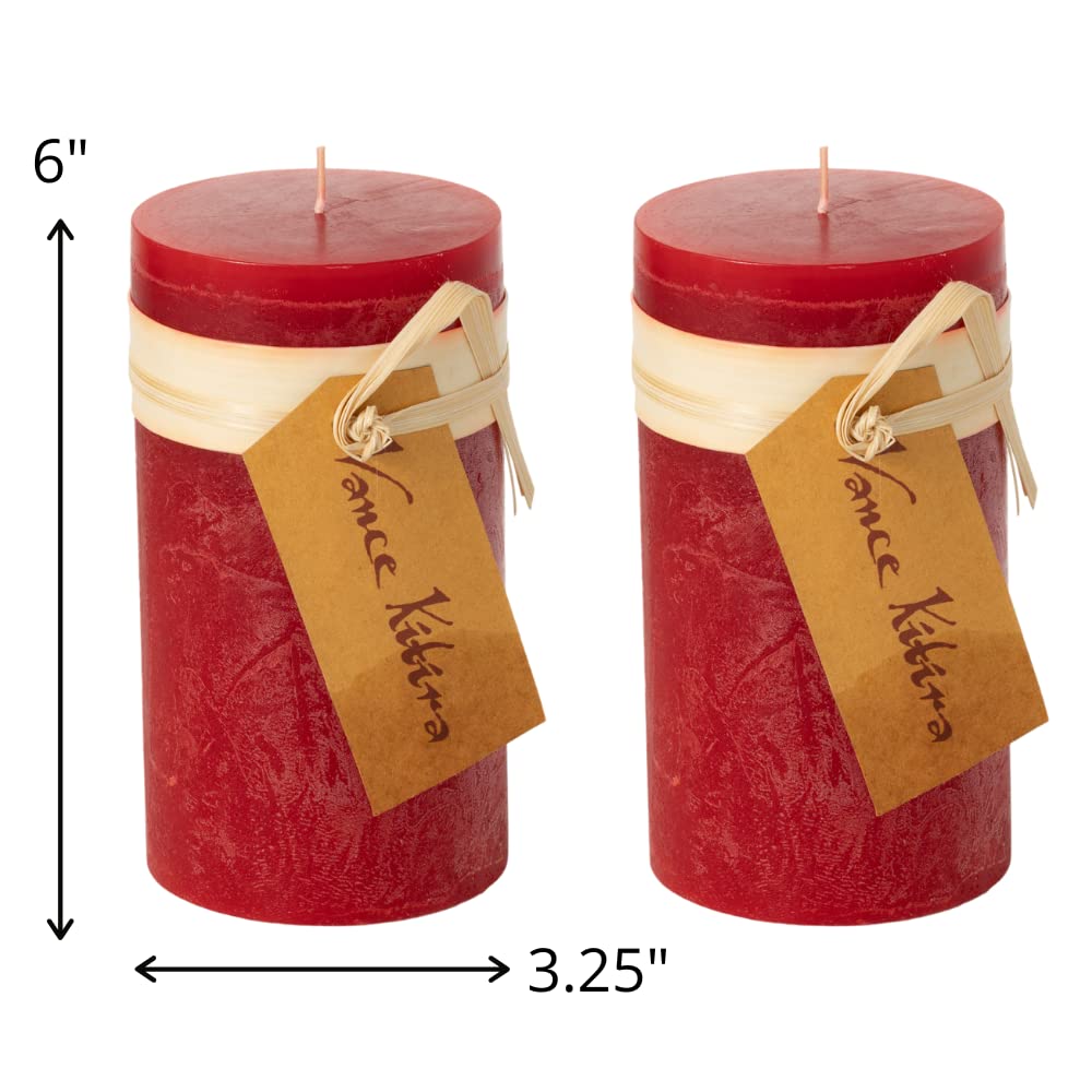 Sullivans Vance Kitira Pillar Candles Set of 2, 6-Inch Off-White Candle Sets, Clean-Burning, Environmental-Friendly, Unscented, Hand-Poured Wax Candles, Home Décor (CT246MWKIT)