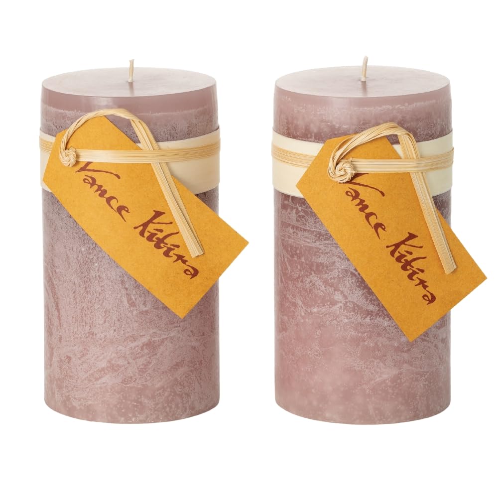 Sullivans Vance Kitira Pillar Candles Set of 2, 6-Inch Off-White Candle Sets, Clean-Burning, Environmental-Friendly, Unscented, Hand-Poured Wax Candles, Home Décor (CT246MWKIT)