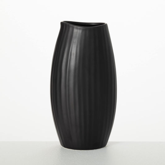 Sullivans Black Ceramic Vase, Black Flower Vases Home Décor, 9” Tall Black Vase, Modern Flower Vase for Centerpieces, Living Room Decor (CM3116)