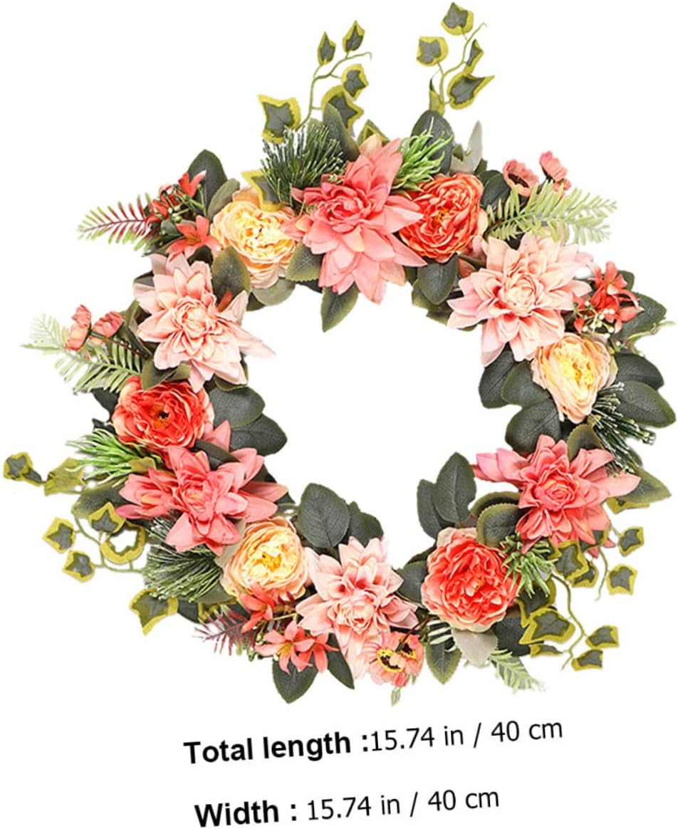 1pc Artificial Garland Simulation Garland Decoration Imitated Dahlia Wreath Imitation Garland Decor Hanging Door Wall Garland Decorative Door Hanging Garland Wall Hanging Garland