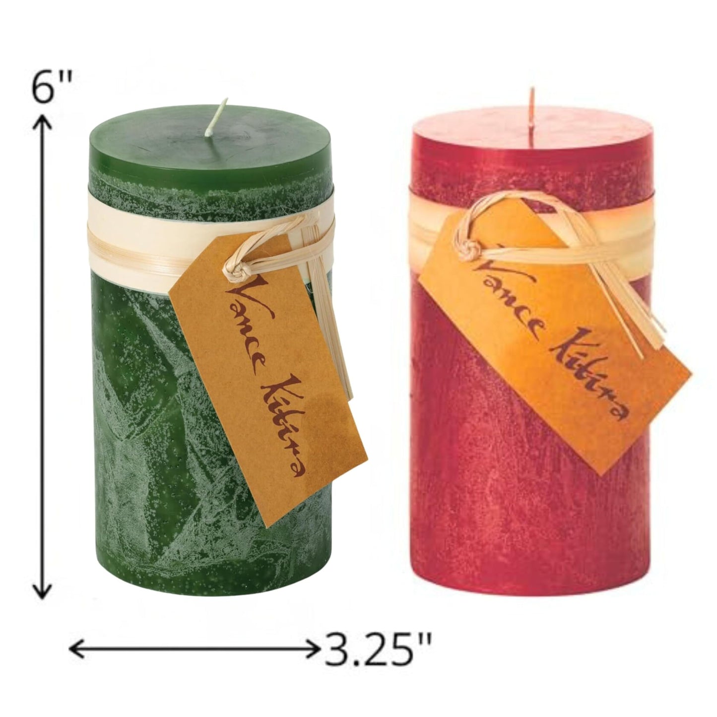 Sullivans Vance Kitira Pillar Candles Set of 2, 6-Inch Off-White Candle Sets, Clean-Burning, Environmental-Friendly, Unscented, Hand-Poured Wax Candles, Home Décor (CT246MWKIT)