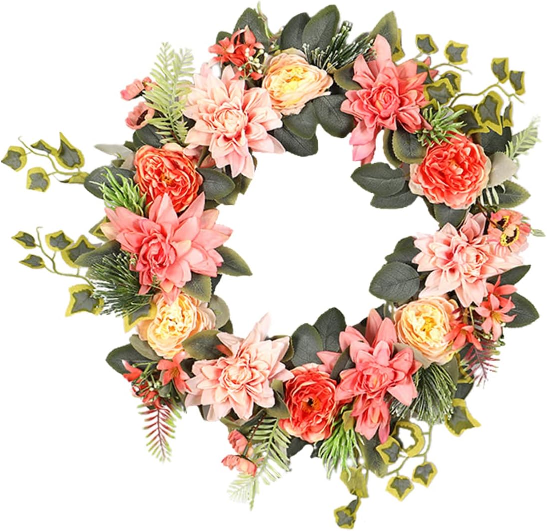 1pc Artificial Garland Simulation Garland Decoration Imitated Dahlia Wreath Imitation Garland Decor Hanging Door Wall Garland Decorative Door Hanging Garland Wall Hanging Garland