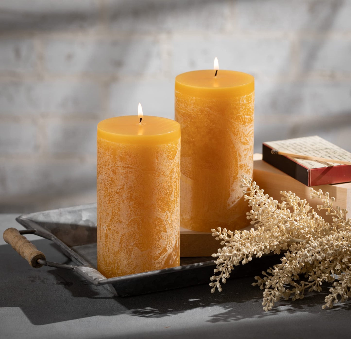 Sullivans Vance Kitira Pillar Candles Set of 2, 6-Inch Off-White Candle Sets, Clean-Burning, Environmental-Friendly, Unscented, Hand-Poured Wax Candles, Home Décor (CT246MWKIT)