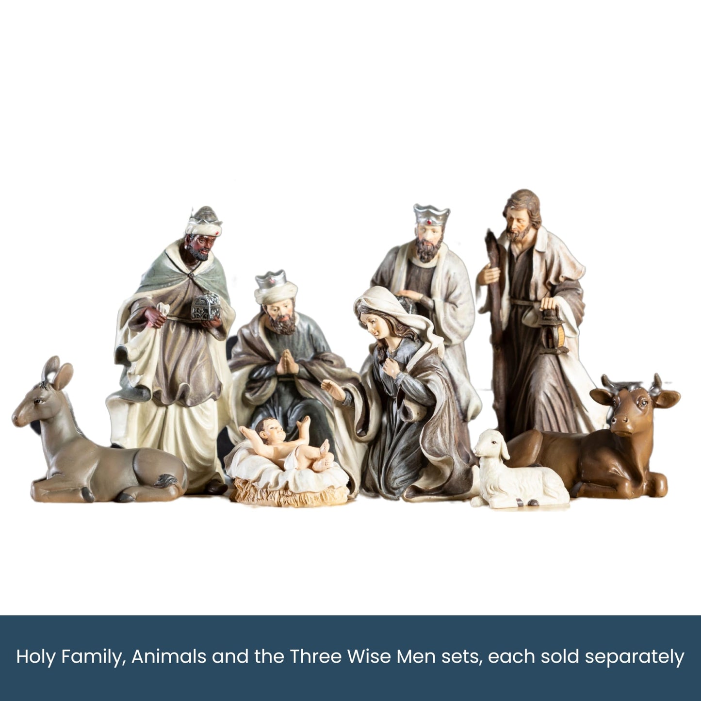 Sullivans Holy Family Nativity Set of 3, Mother Mary, Baby Jesus, Joseph, Hand Painted Nativity Sets for Christmas, Tabletop Desk Display Christmas Décor