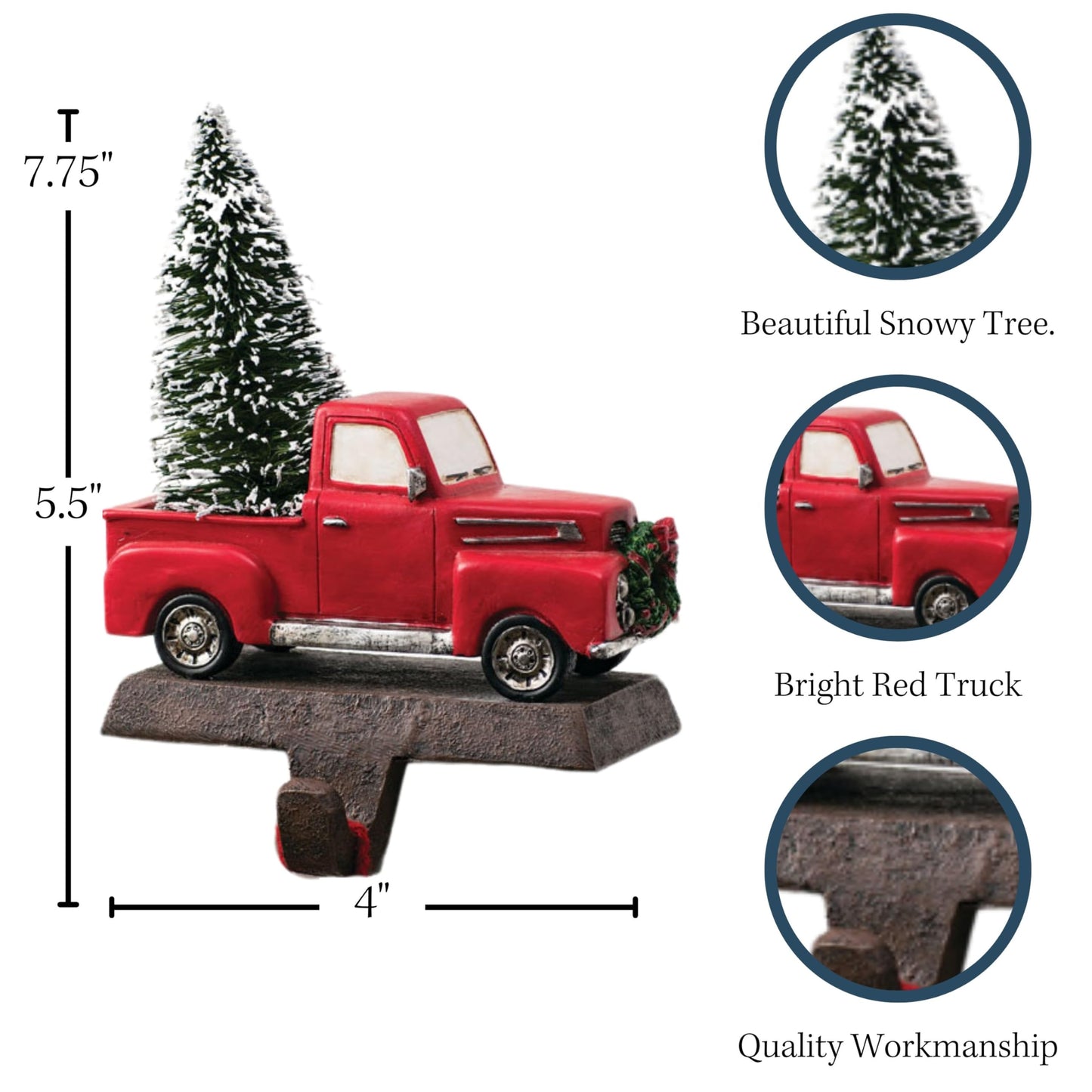 Sullivans Little Red Truck Holding a Christmas Tree Stocking Holders for Mantel, Christmas Stocking Holder for Fireplace, Stocking Hooks for Fireplace Stocking Holders for Holiday Decoration