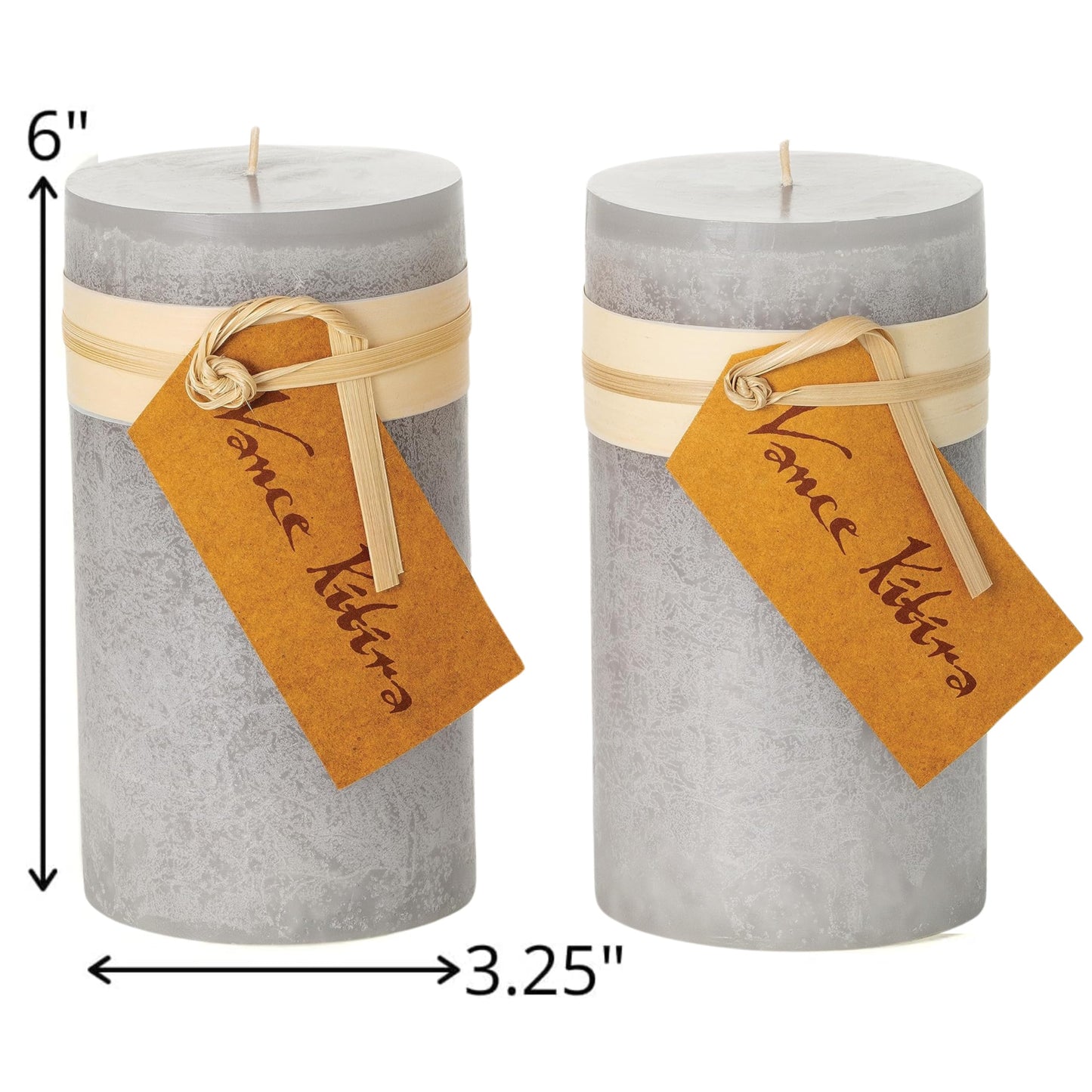 Sullivans Vance Kitira Pillar Candles Set of 2, 6-Inch Off-White Candle Sets, Clean-Burning, Environmental-Friendly, Unscented, Hand-Poured Wax Candles, Home Décor (CT246MWKIT)