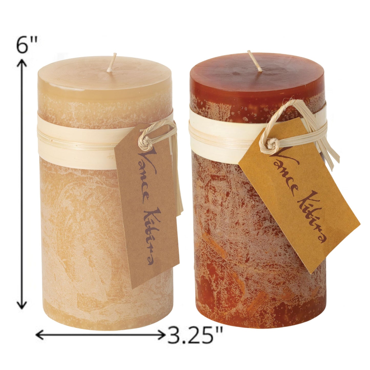 Sullivans Vance Kitira Pillar Candles Set of 2, 6-Inch Off-White Candle Sets, Clean-Burning, Environmental-Friendly, Unscented, Hand-Poured Wax Candles, Home Décor (CT246MWKIT)