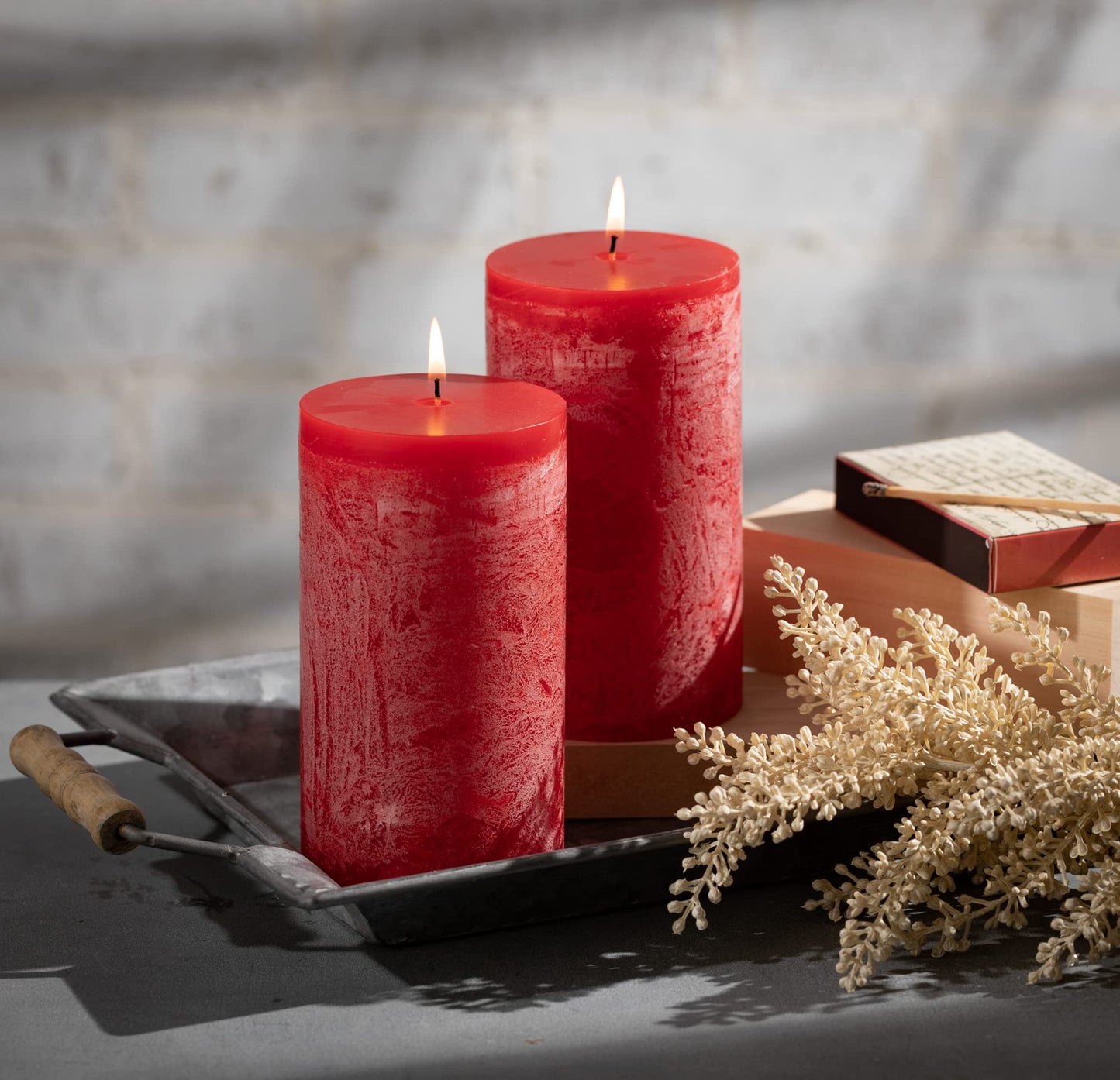 Sullivans Vance Kitira Pillar Candles Set of 2, 6-Inch Off-White Candle Sets, Clean-Burning, Environmental-Friendly, Unscented, Hand-Poured Wax Candles, Home Décor (CT246MWKIT)