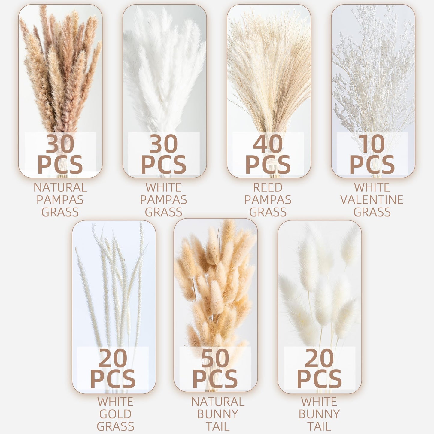 96PCS Natural Dried Pampas Grass Boho Home Decor Bouquet Phragmites Dried Flowers Bouquet for Wedding Floral Arrangements Home Decorations (96PCS)