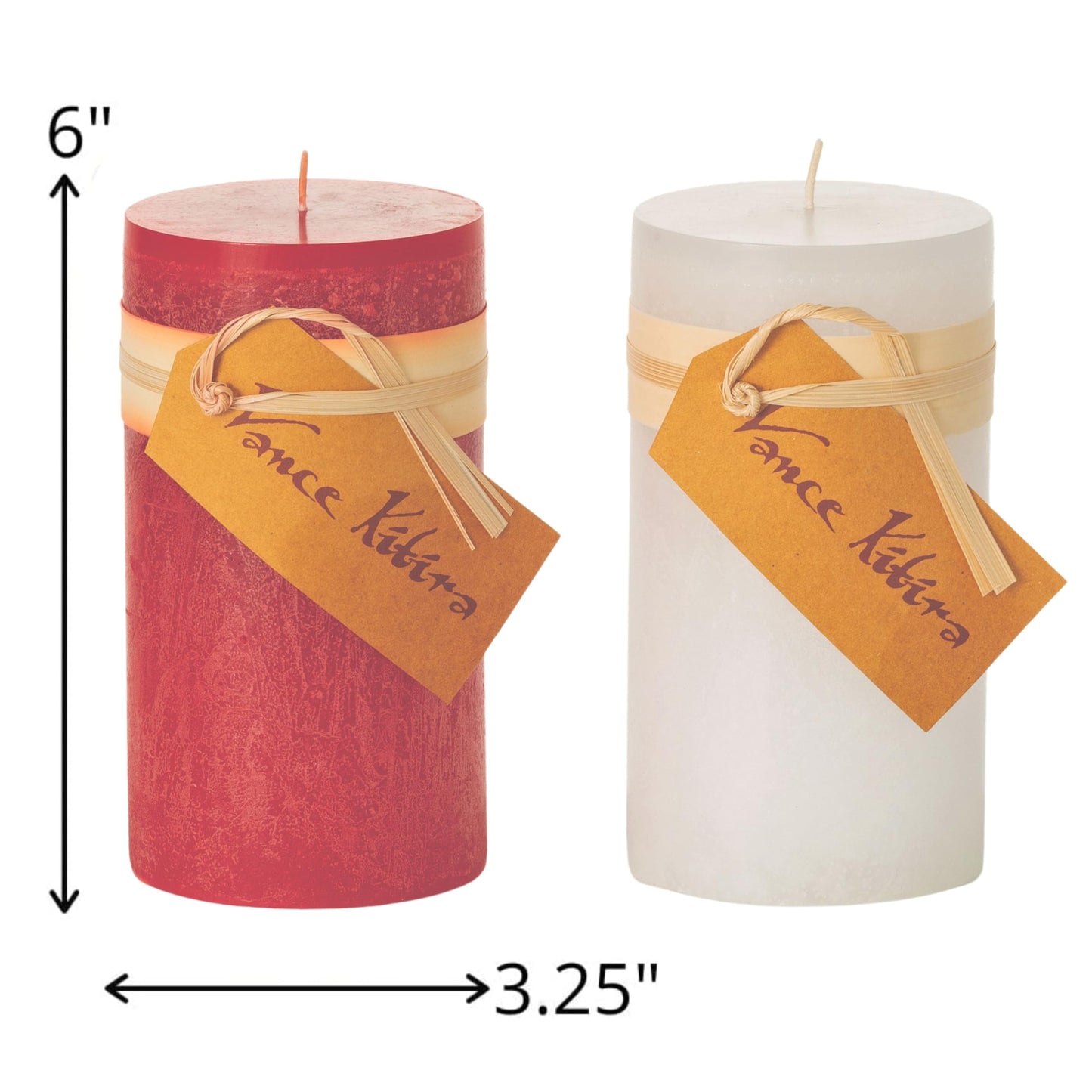 Sullivans Vance Kitira Pillar Candles Set of 2, 6-Inch Off-White Candle Sets, Clean-Burning, Environmental-Friendly, Unscented, Hand-Poured Wax Candles, Home Décor (CT246MWKIT)