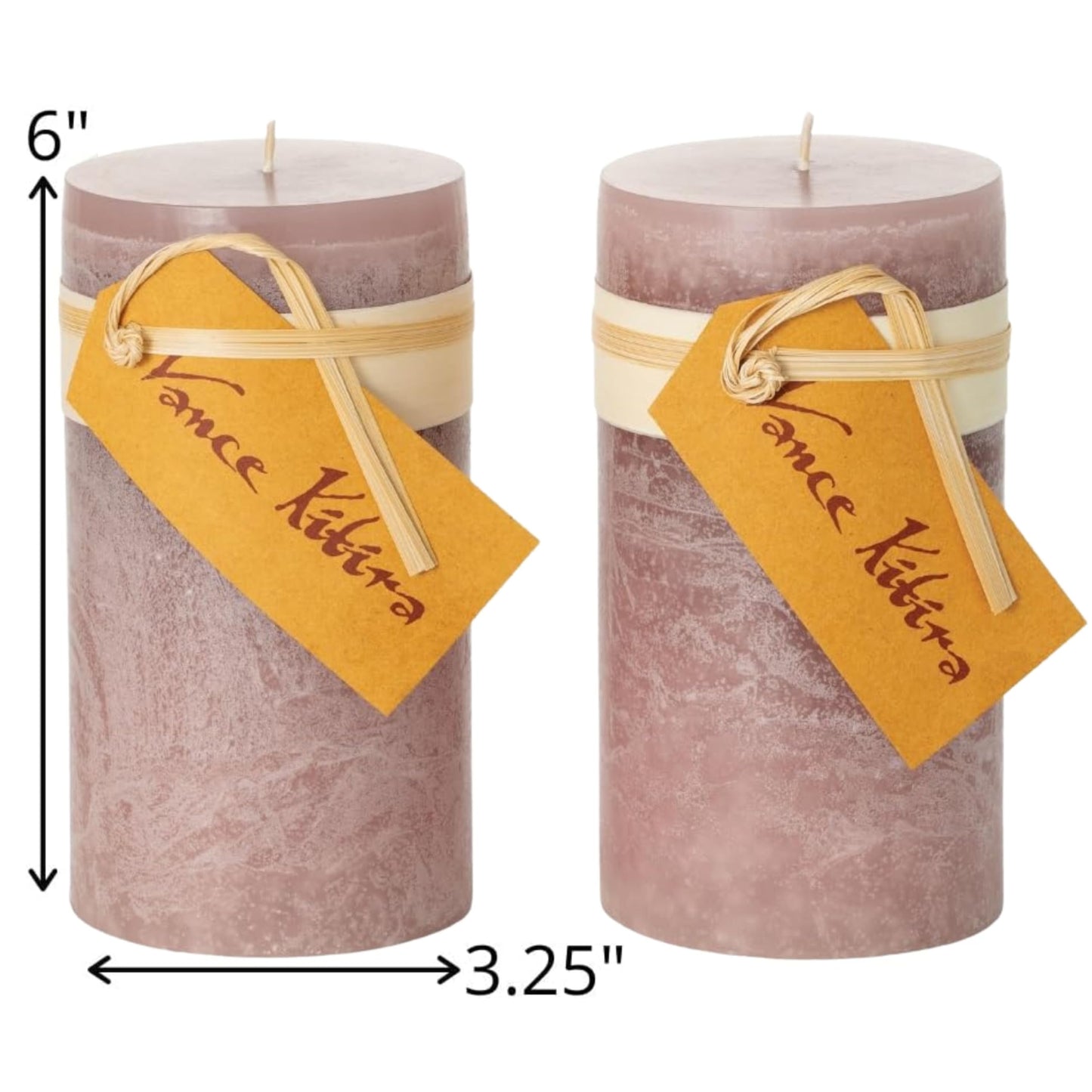 Sullivans Vance Kitira Pillar Candles Set of 2, 6-Inch Off-White Candle Sets, Clean-Burning, Environmental-Friendly, Unscented, Hand-Poured Wax Candles, Home Décor (CT246MWKIT)