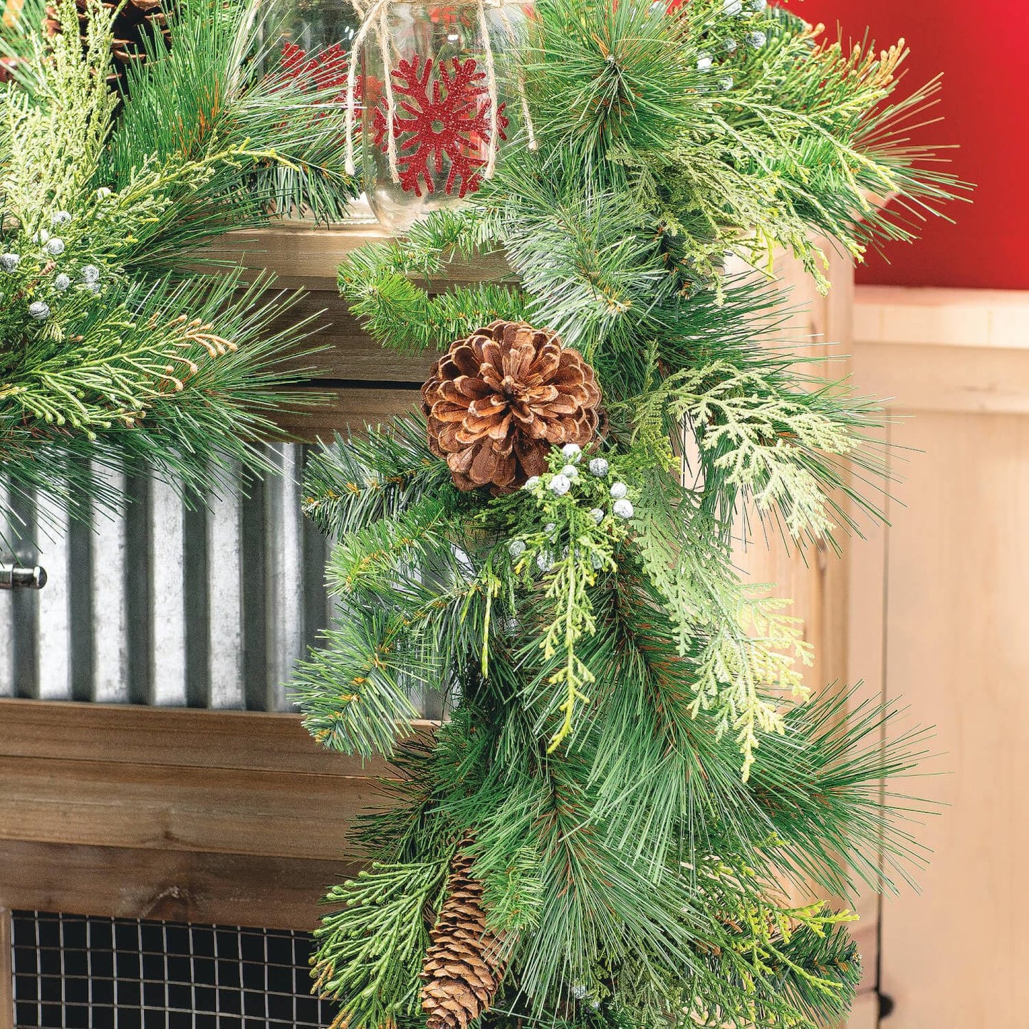 Sullivans Christmas Juniper Pine Artificial Garland, Christmas Decorations, Christmas Garland, Christmas Garland for Mantle, Mantle Decorations, Mantle Garland Christmas, Pine Garland, Green, 48" Long